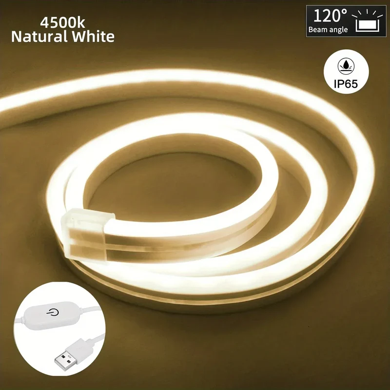 Neon LED Light Strip Smart Touch Sensor Switch Dimmable Neon Sign Flexible Led Ribbon Waterproof Rope Tube Lamp Backlight Decor
