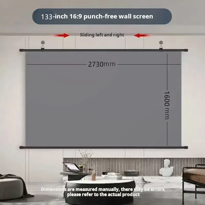 XIAOHUI Anti-light Thick HD Projector Screen 16:9 No-hole Wall-mounted Home Projection Screen 60/72/84/92/100/110/120/133inch