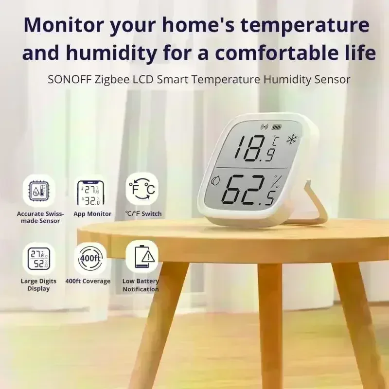 SONOFF SNZB 02D Zigbee Temperature Humidity Sensor SNZB-02D with LCD Screen for EWeLink SONOFF ZigBee Bridge Alexa Alice