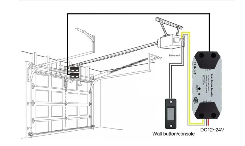 Wofea WiFi Smart Garage Door Opener Controller DC12/DC24V Works with Alexa Google Home 2.4G APP No Gateway Required