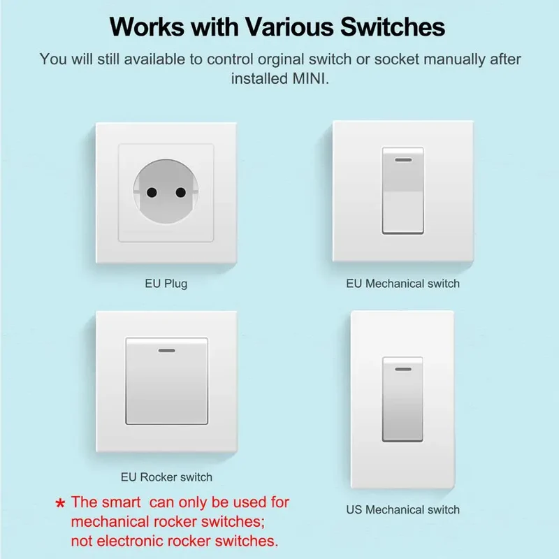 16A Wifi Smart Switch Smart Home Light Switches Module 2 Way Control Work with Tuya Smart Life Alexa Google Home Switch