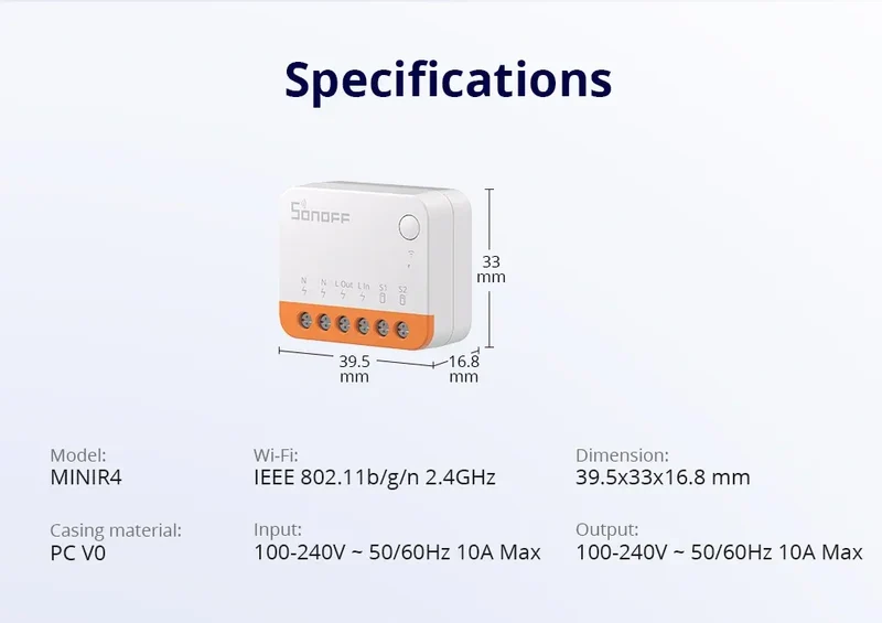 Sonoff Mini R4 Extreme Wifi Smart Switch Interruptor with Relay On-Off DIY Switch Module eWelink APP Control Works with Alexa