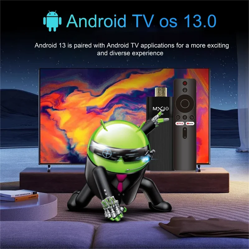 Ultra HD 4K Android TV Stick MX10-F3 Stick Mini Home TV Stick H313 Quad Core Support 2.4/5G Dual Wifi 2GB RAM 16GB ROM