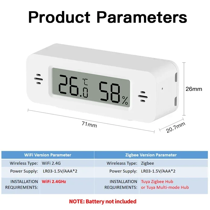 Tuya WiFi Zigbee Mini Temperature Humidity For Smart Home Thermometer Hygrometer APP Remote Work with Google Home Yandex Alexa