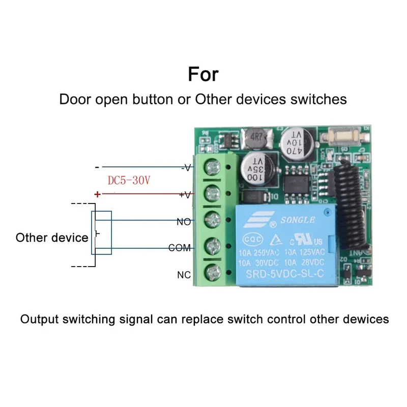 DC 12V 433Mhz RF Wireless Remote Control Switch Relay 1CH Receiver Module For LED Door Electromagnetic Lock Smart home DIY
