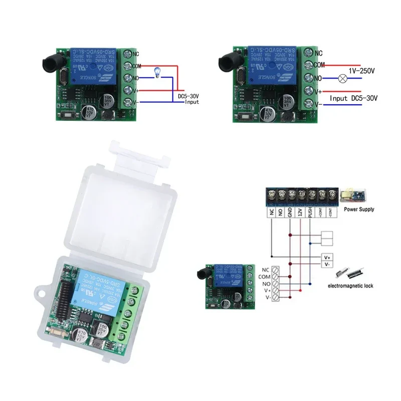 DC 12V 433Mhz RF Wireless Remote Control Switch Relay 1CH Receiver Module For LED Door Electromagnetic Lock Smart home DIY