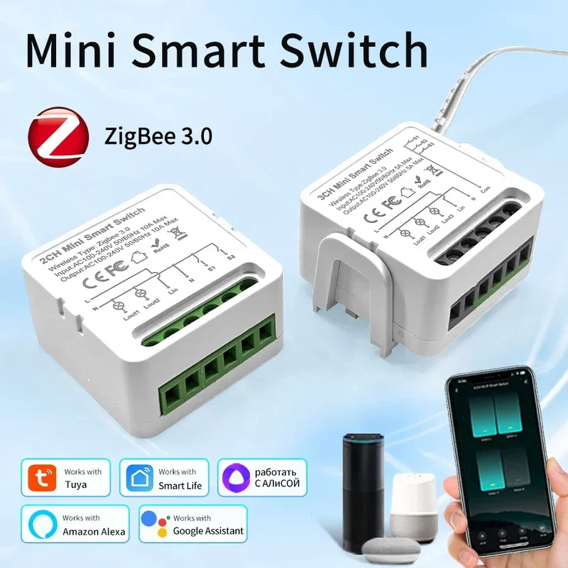 1/2/3 Channels 16A/10A/5A 100-240V Zigbee 3.0 Smart Wireless Switch Smart Home APP Voice Control Work with Alexa Google Home