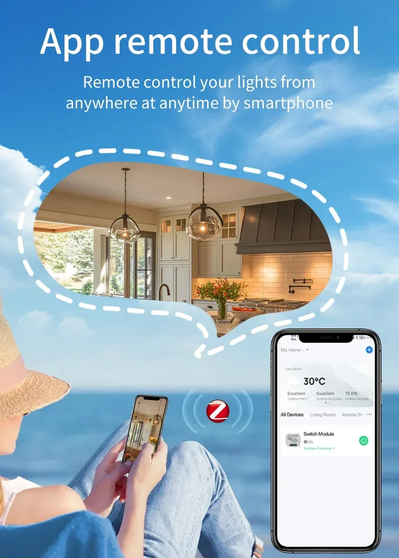 1/2/3 Channels 16A/10A/5A 100-240V Zigbee 3.0 Smart Wireless Switch Smart Home APP Voice Control Work with Alexa Google Home