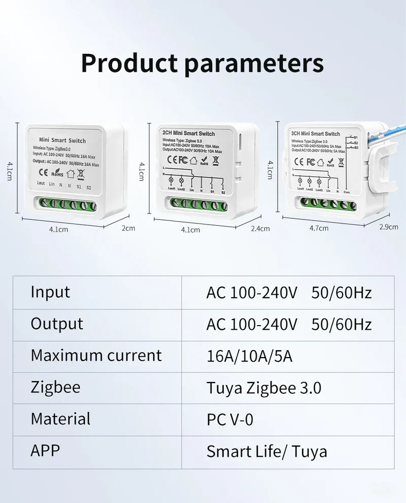 1/2/3 Channels 16A/10A/5A 100-240V Zigbee 3.0 Smart Wireless Switch Smart Home APP Voice Control Work with Alexa Google Home
