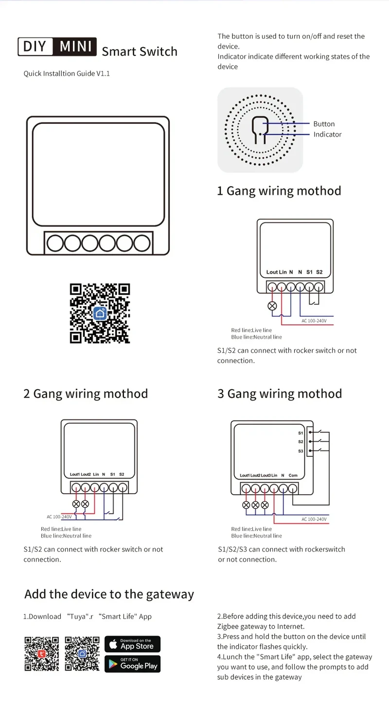 1/2/3 Channels 16A/10A/5A 100-240V Zigbee 3.0 Smart Wireless Switch Smart Home APP Voice Control Work with Alexa Google Home