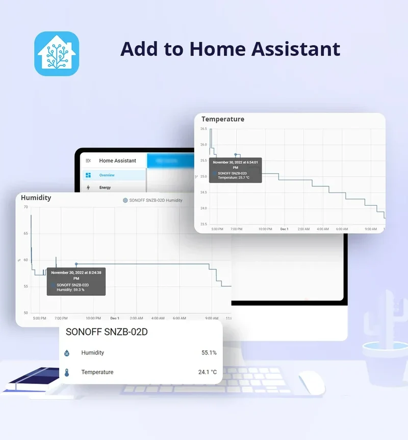 SONOFF SNZB-02D Zigbee LCD Smart Temperature Humidity Sensor Wireless Hygrometer Thermometer Alexa Google Home Alice