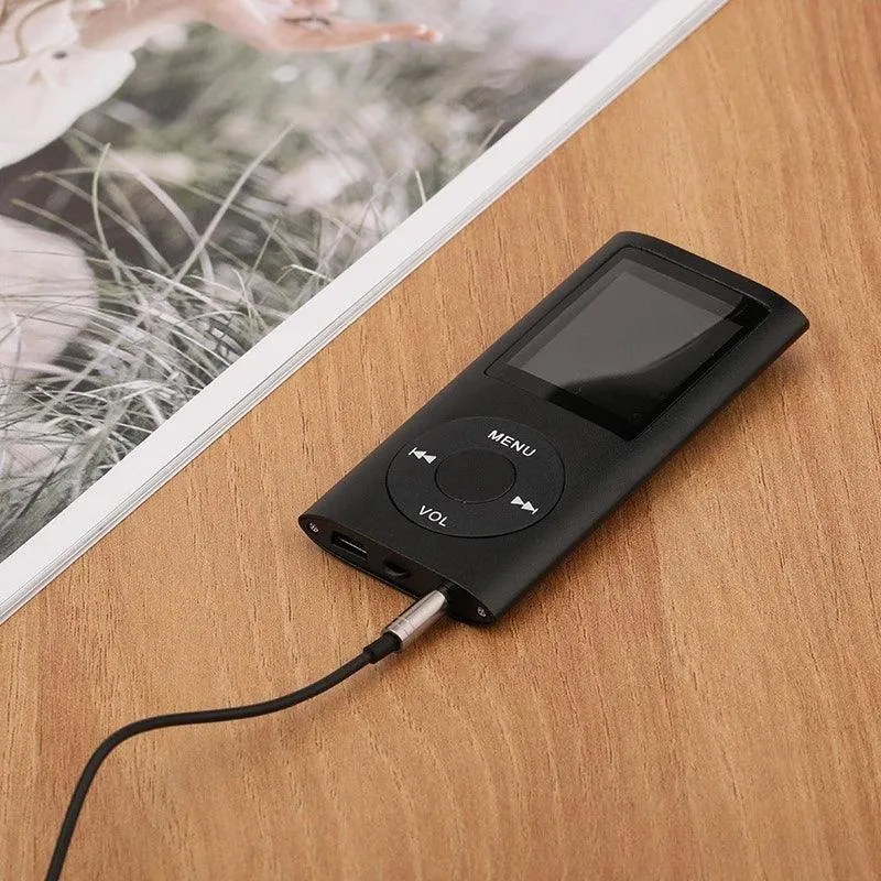 MP3 Player with Earphone Data Cable Stylish Multifunctional Lossless Sound Slim 1.8 Inch LCD Screen Portable MP3 Music Players