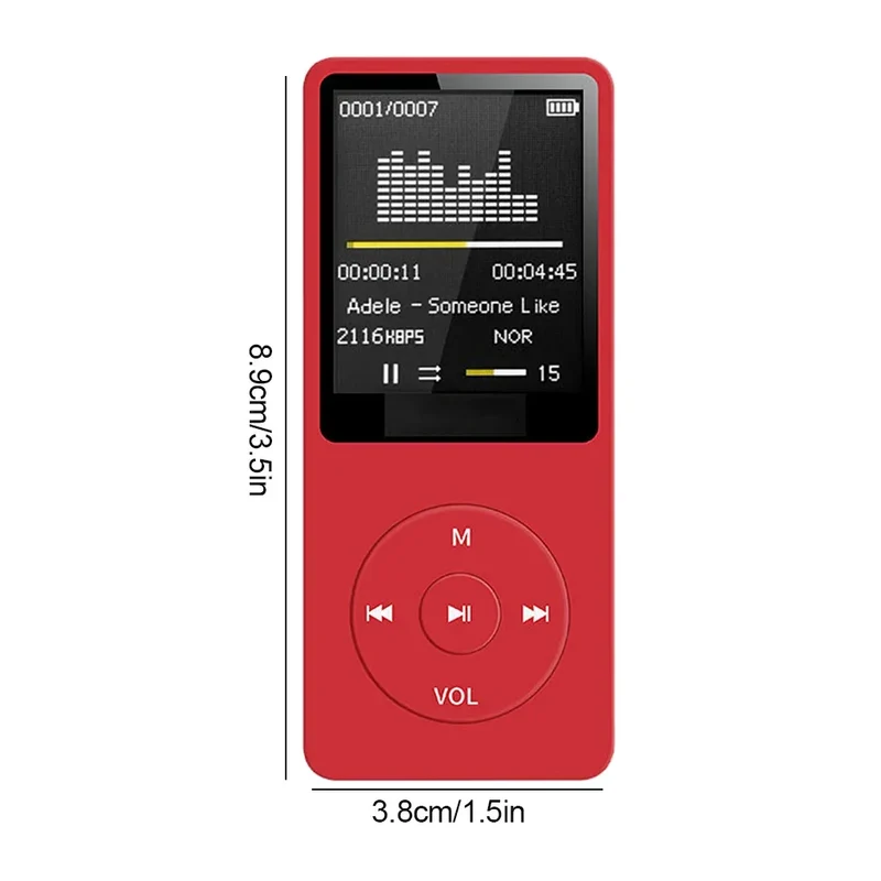 Portable MP3 Player USB Charging Record Digital Display Screen Media Lossless Portable Pocket Sports Running Walking Music Play