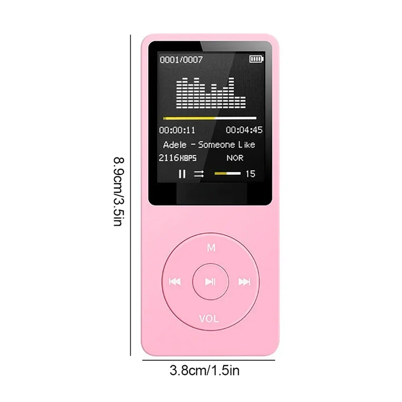 Portable MP3 Player USB Charging Record Digital Display Screen Media Lossless Portable Pocket Sports Running Walking Music Play