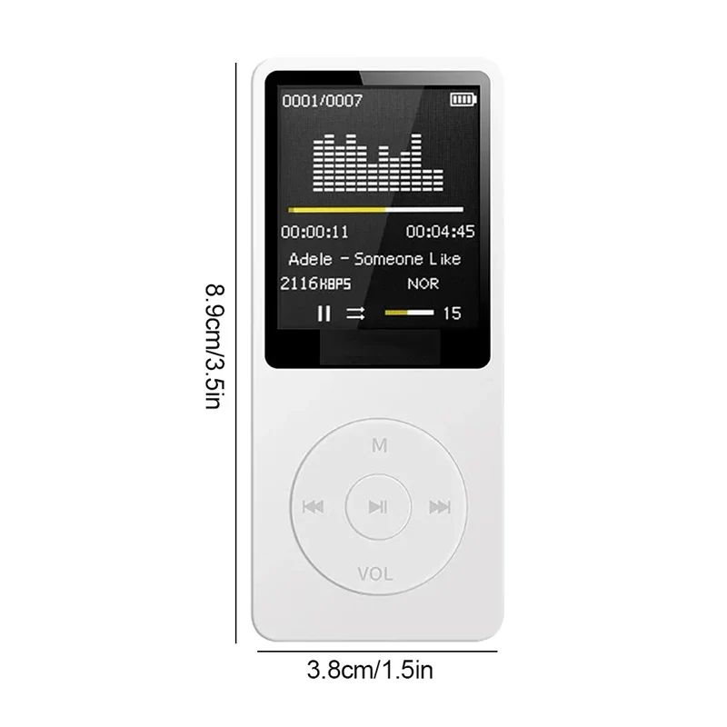 Portable MP3 Player USB Charging Record Digital Display Screen Media Lossless Portable Pocket Sports Running Walking Music Play