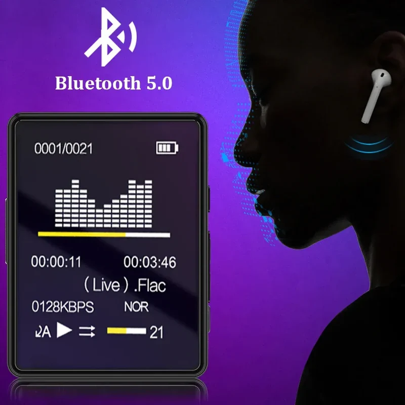 128G MP3 Player Bluetooth 5.4 HiFi MP3 Music Player Built-in Speaker 2.4inch Touch Screen MP4 Player with E-book/Video Recording