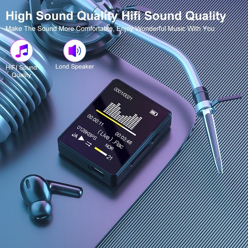 128G MP3 Player Bluetooth 5.4 HiFi MP3 Music Player Built-in Speaker 2.4inch Touch Screen MP4 Player with E-book/Video Recording