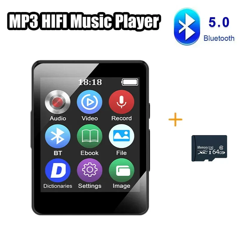 128G MP3 Player Bluetooth 5.4 HiFi MP3 Music Player Built-in Speaker 2.4inch Touch Screen MP4 Player with E-book/Video Recording