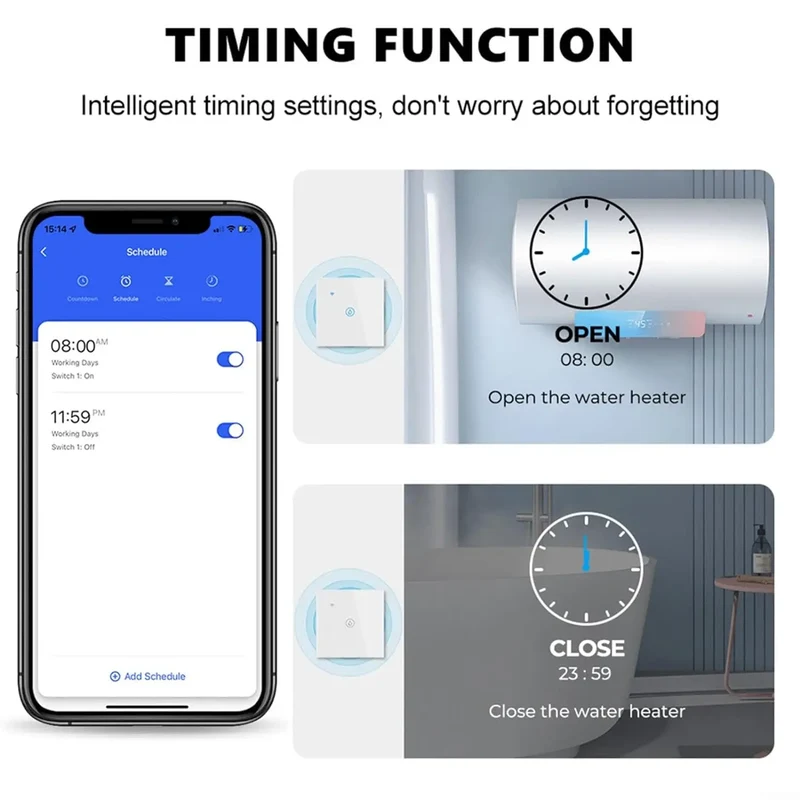 40A Tuya Smart Wifi Water Heater Boiler Touch Switch EU for Lighting Water Heater Air Conditioner Works with Google Home Alexa