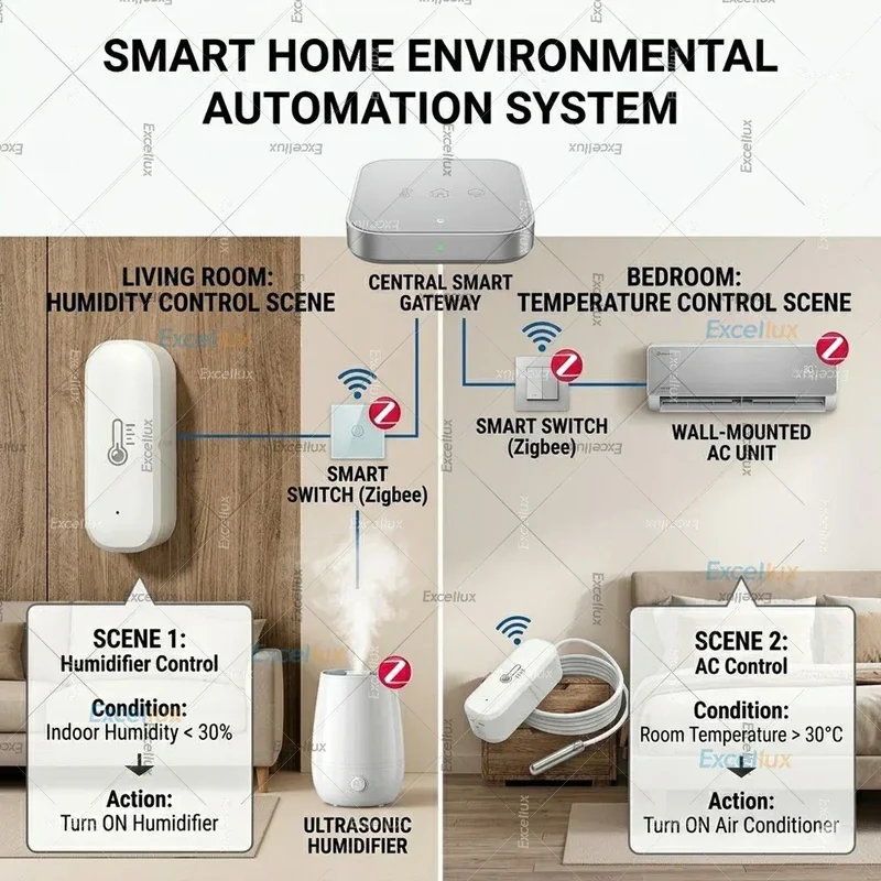 Zigbee Smart Temperature Humidity Sensor Optional With Waterproof Probe For Tuya Zigbee2MQTT Home Assistant Aquarium Tank Fridge