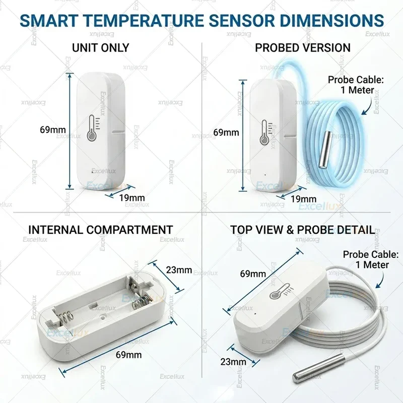 Zigbee Smart Temperature Humidity Sensor Optional With Waterproof Probe For Tuya Zigbee2MQTT Home Assistant Aquarium Tank Fridge