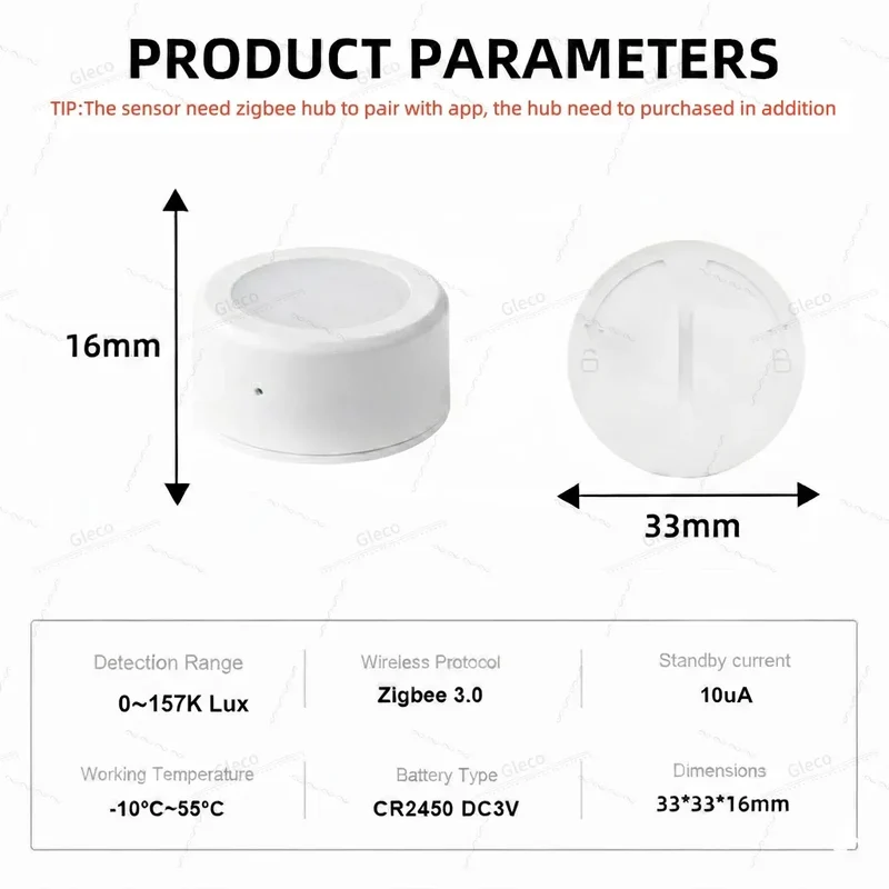 ZigBee Light Sensor Luminance Sensor Illumination Brightness Detector Home Automation With TUYA Smart Life Z2M Device Linkage