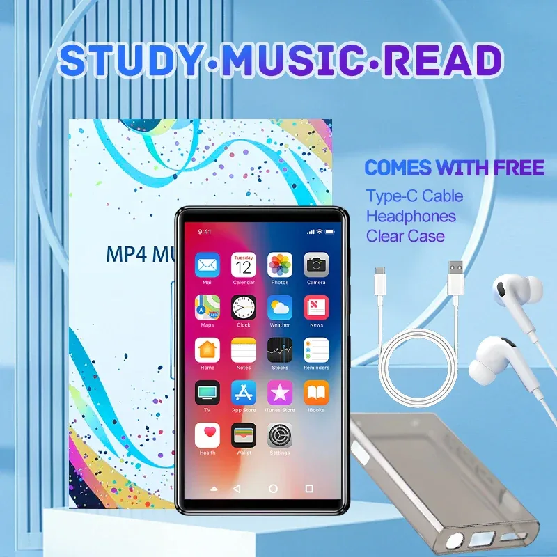 MP3 MP4 HIFI Stereo Player 3.97-inch 1080P HD Full-Screen Touch with Bluetooth and 2.4G/5G WiFi FM Radio Recording Ebook