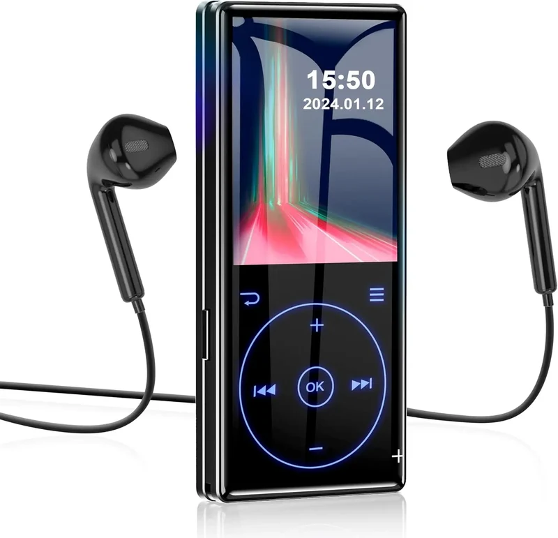128GB MP3 Player: Portable Music Player with Bluetooth 5.2 HiFi Sound Shuffle Single Loop FM Radio Built-in HD Speaker Voice Rec