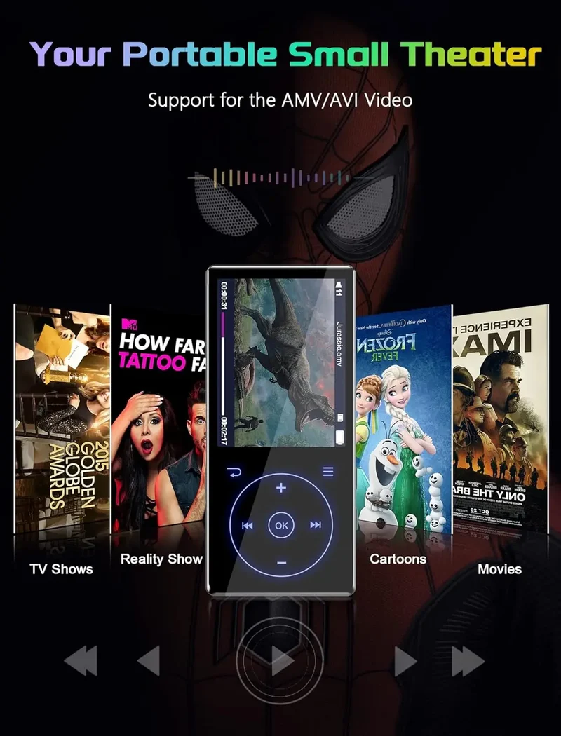 128GB MP3 Player: Portable Music Player with Bluetooth 5.2 HiFi Sound Shuffle Single Loop FM Radio Built-in HD Speaker Voice Rec