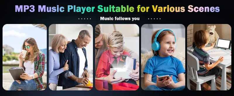 128GB MP3 Player: Portable Music Player with Bluetooth 5.2 HiFi Sound Shuffle Single Loop FM Radio Built-in HD Speaker Voice Rec