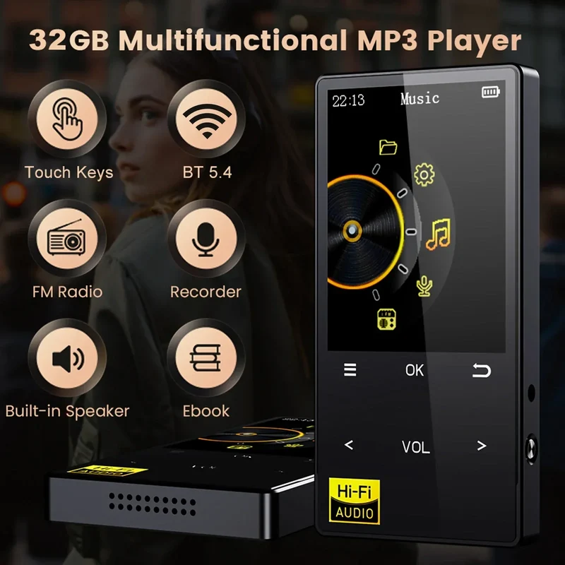 Hi-Fi MP3 Player with Bluetooth and WiFi Lossless DSD High Definition Portable Hi-Fi Digital Audio Music Player Voice Recorder