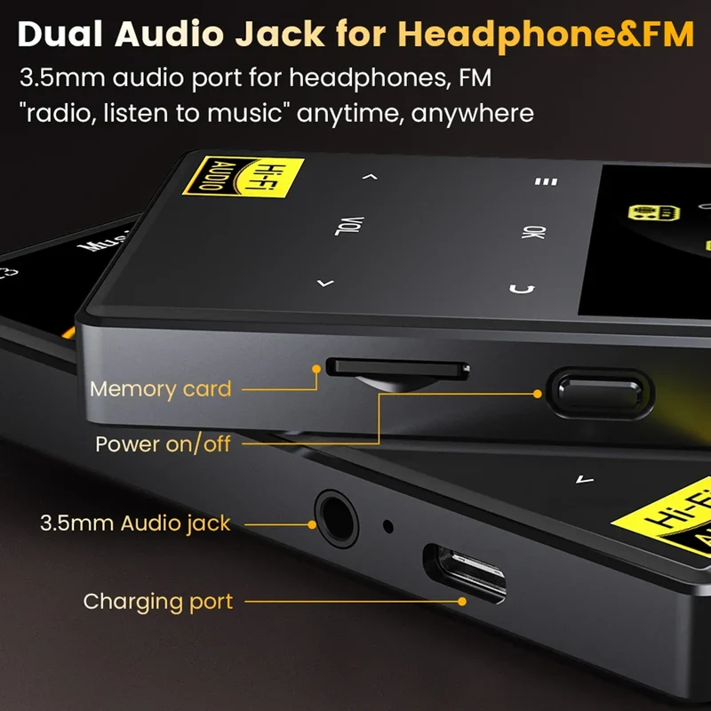 Hi-Fi MP3 Player with Bluetooth and WiFi Lossless DSD High Definition Portable Hi-Fi Digital Audio Music Player Voice Recorder