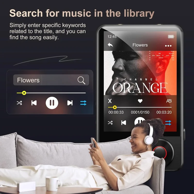 MECHEN 64GB/128GB MP3 Player with Bluetooth 5.3, 2.4’ Portable Full Touchscreen Music Player with Speakers