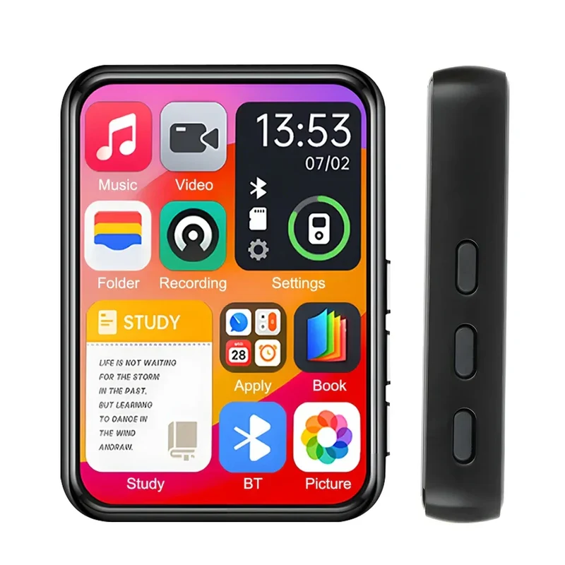 8-128GB MP3 Music Player Full Screen Touch MP4 Bluetooth Built-in Speaker Portable HiFi Music Player Video Playback recording