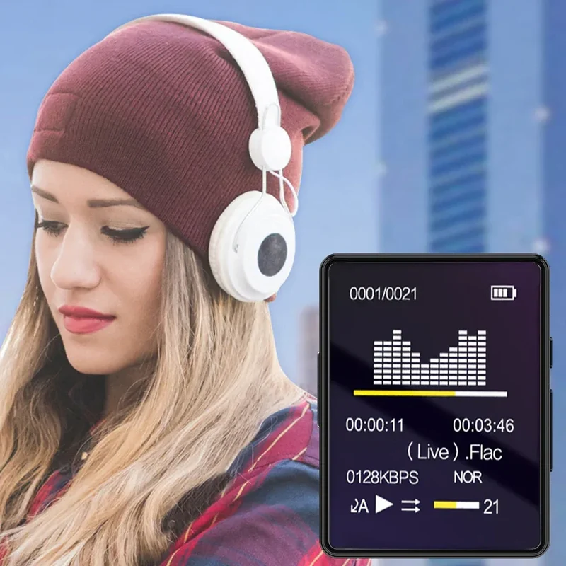 8-128GB MP3 Music Player Full Screen Touch MP4 Bluetooth Built-in Speaker Portable HiFi Music Player Video Playback recording