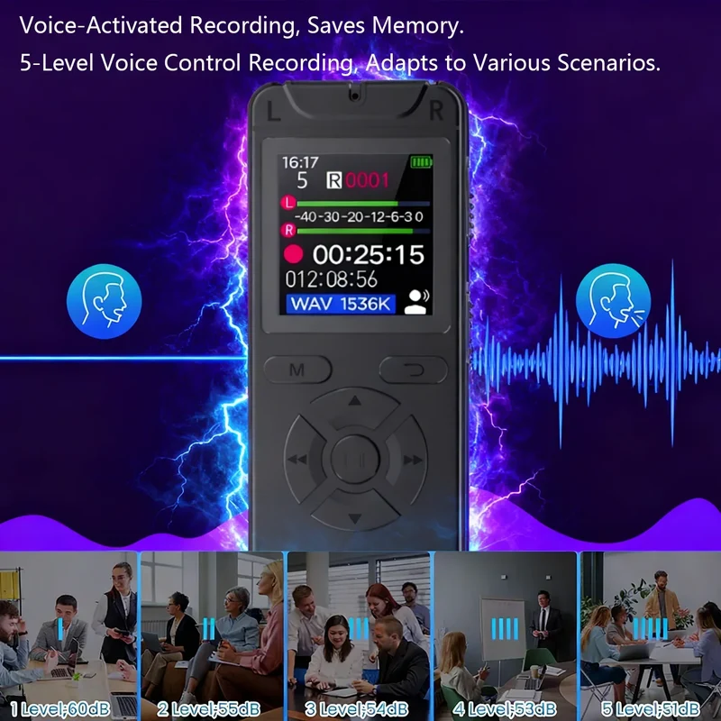 Digital Voice Activated Recorder with Playback MP3 Player Sound Audio Recorder Professional Mini USB Flash Drive Recording