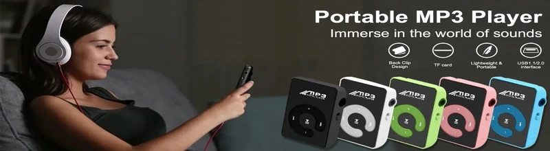 Portable Mini Mp3 Clip Card MP3 Music Player Mirror Card Clip High Quality Digital Music Media Playback Support SD TF Card