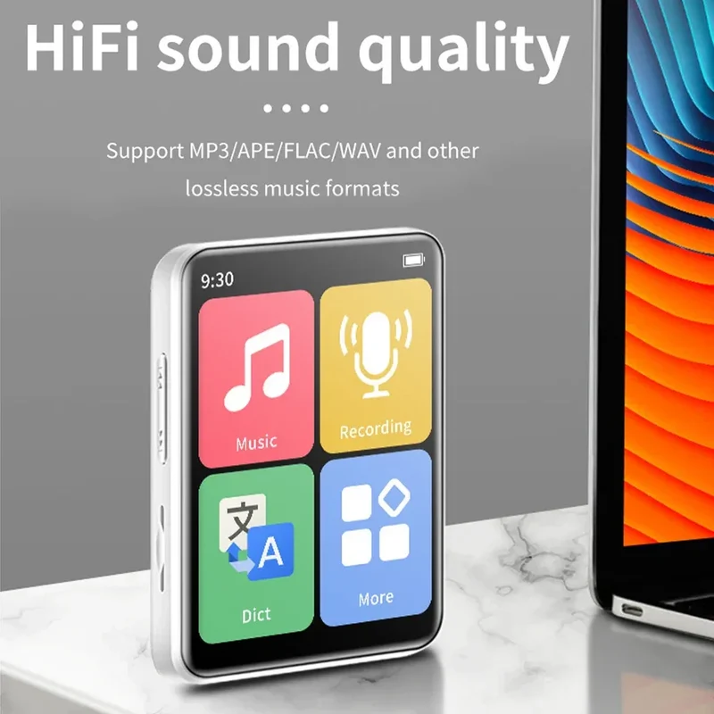 2 inch Display Screen Portable MP3 Player BT 5.0 Touch Screen Music Player with Speakers Support FM Radio Recording E-Book