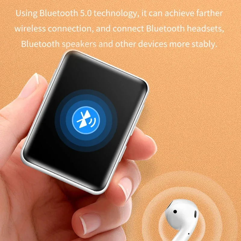 2 inch Display Screen Portable MP3 Player BT 5.0 Touch Screen Music Player with Speakers Support FM Radio Recording E-Book