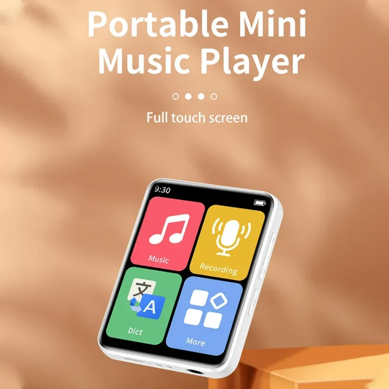 2 inch Display Screen Portable MP3 Player BT 5.0 Touch Screen Music Player with Speakers Support FM Radio Recording E-Book