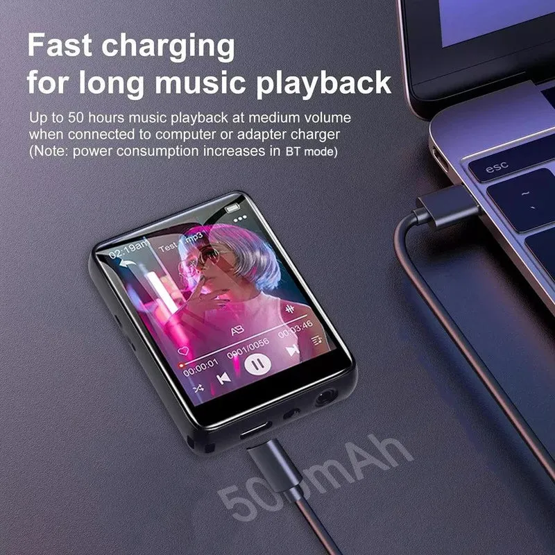 Bluetooth 5.4 MP3 Player Full Screen Walkman Music Player Novel Reading E-book Mp4 Video Player With Earphone Video Recording