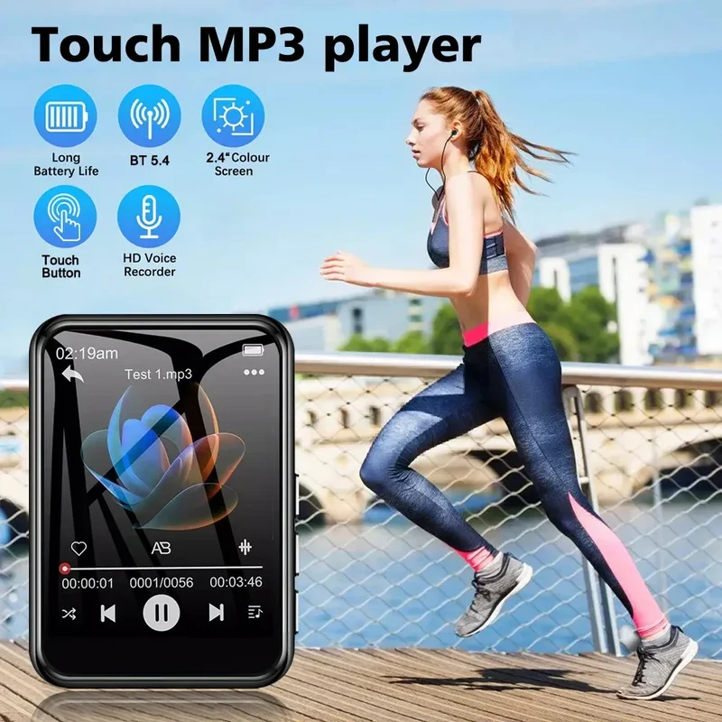 Bluetooth 5.4 MP3 Player Full Screen Walkman Music Player Novel Reading E-book Mp4 Video Player With Earphone Video Recording