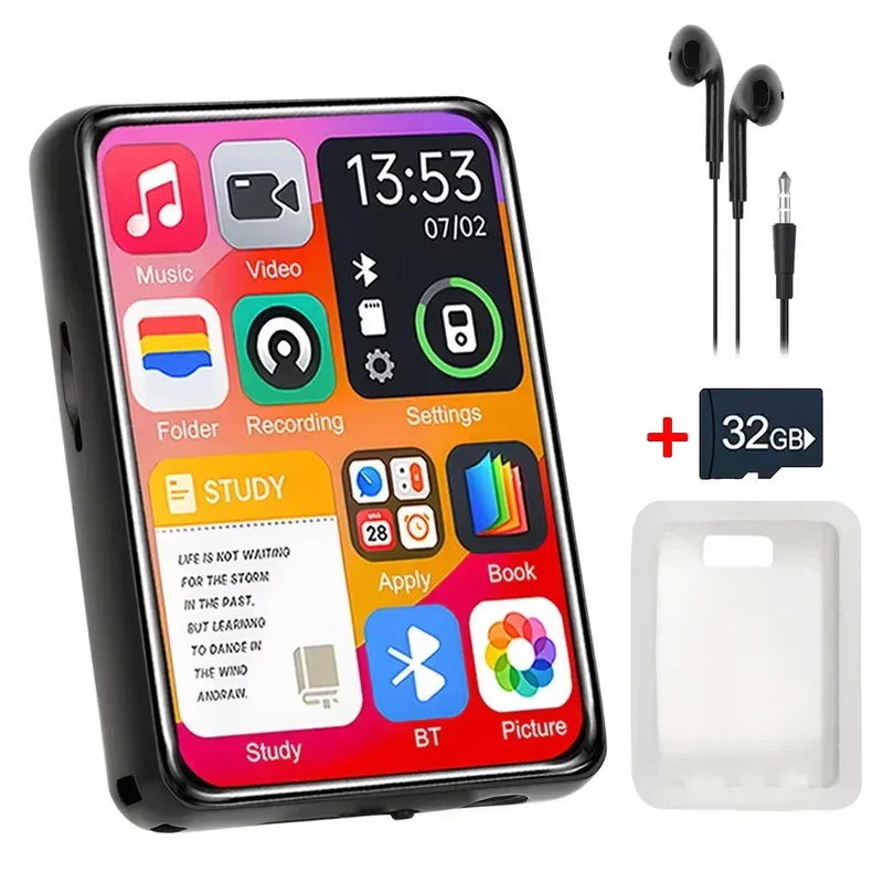 Bluetooth 5.4 MP3 Player Full Screen Walkman Music Player Novel Reading E-book Mp4 Video Player With Earphone Video Recording