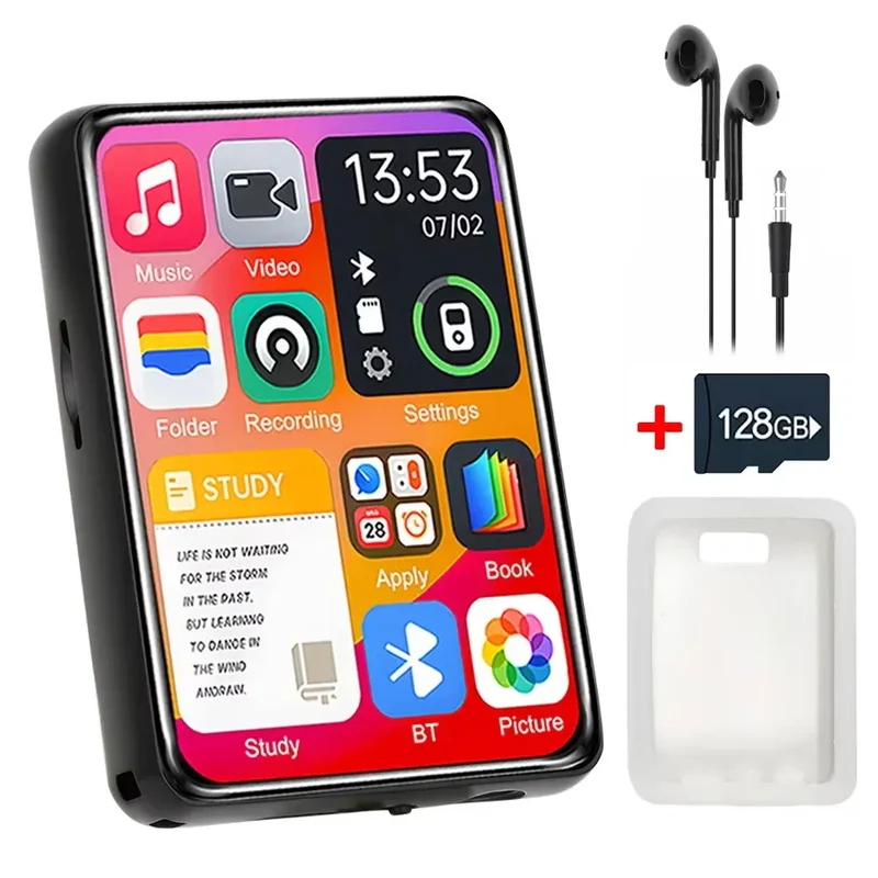Bluetooth 5.4 MP3 Player Full Screen Walkman Music Player Novel Reading E-book Mp4 Video Player With Earphone Video Recording