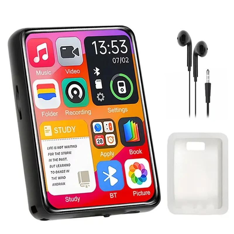 Bluetooth 5.4 MP3 Player Full Screen Walkman Music Player Novel Reading E-book Mp4 Video Player With Earphone Video Recording