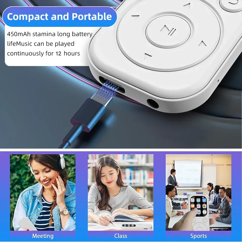 Bluetooth 5.4 MP3 MP4 Player Portable LCD Screen Music Player Stereo HiFi Speaker Support TF FM Radio Video E-Book Recording
