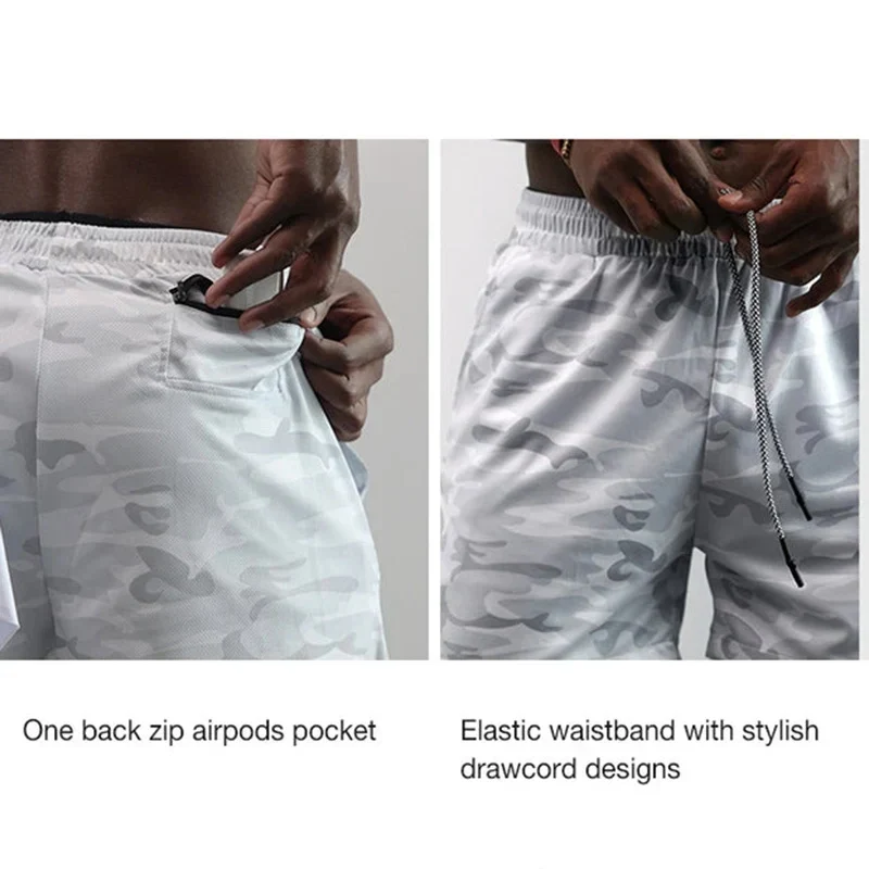 Men Running Shorts 2 in 1 Double-deck Sport Shorts Sportswear Gym Fitness Short Pants Training Jogging Bottom Men's Clothing