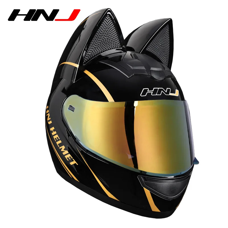 Fashionable Motorefit Motorcycle Car Ear Helmet Women Moto Full Face Motorbike Helmet Motocross Catwoman Helmet with Cat Ear