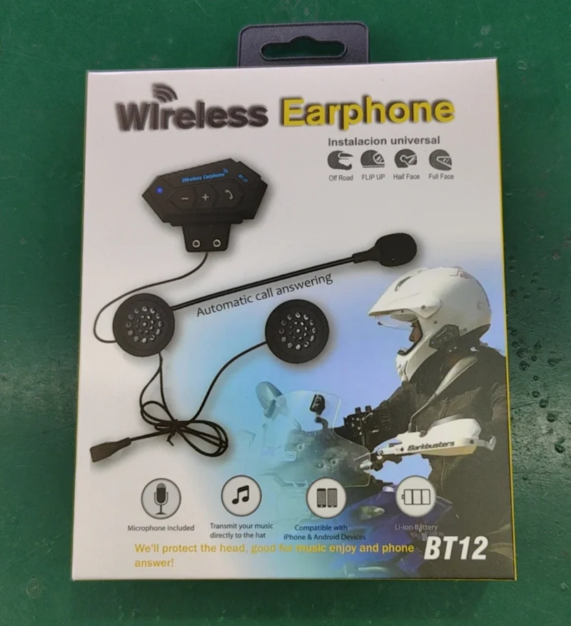 Hot Selling Helmet Bluetooth Headset Earphone, Auriculares Bluetooth Para Capacete BT12, Ecouteur Bluetooth Pour Casque Moto
