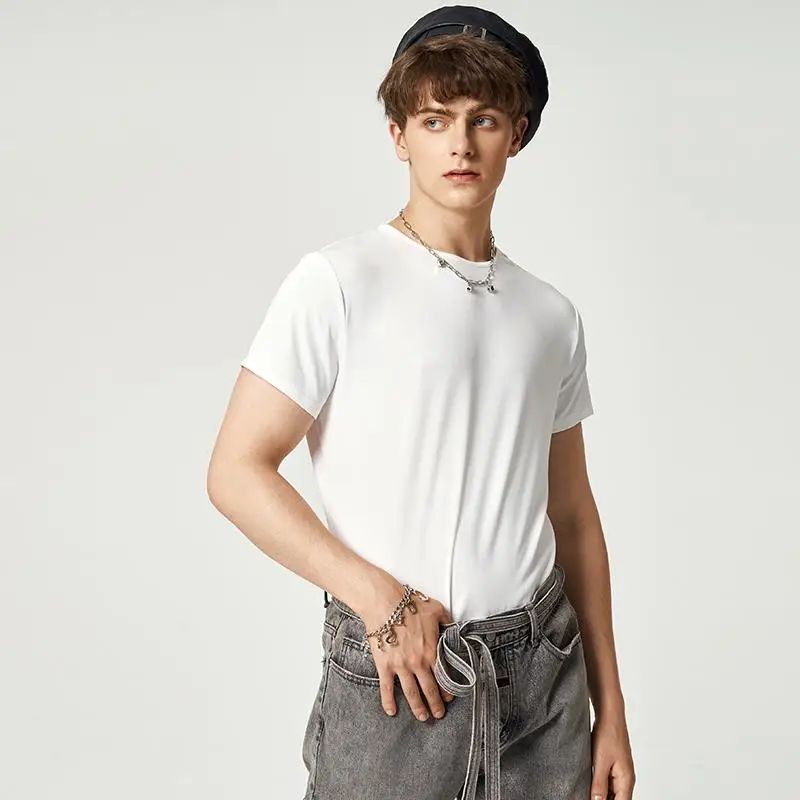 INCERUN Men Bodysuit Solid Color Pajamas Sexy 2023 Breathable Short Sleeve O-neck Rompers Underwear Fitness Men Bodysuits S-5XL